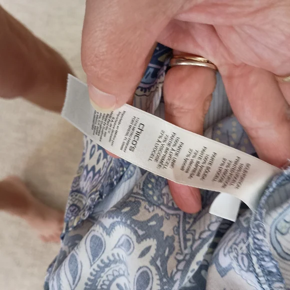 Chico's Indigo Paisley Chambray Shirt - Picture 6 of 8